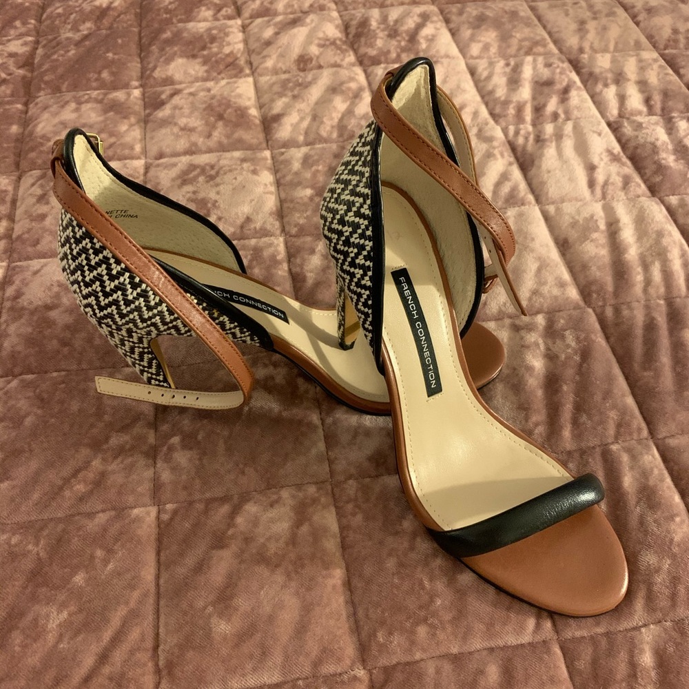 Ankle strap sandals.